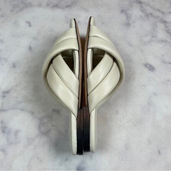 Anine Bing Eve Padded Cross Strap Ivory Leather Slide Sandals - Picture 9 of 10